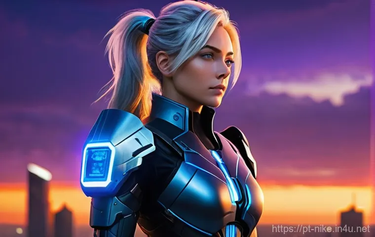 승리의여신 니케 레벨업 속도 높이기 - **A highly detailed portrait of a futuristic female android soldier, a "Nikke," in a heroic stance.*...