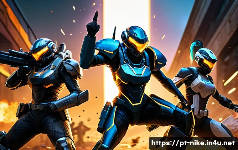 승리의여신 니케 팀 파이팅 최적화 - A dynamic scene featuring a balanced NIKKE squad of five characters (e.g., an Attacker, a Defender, ...