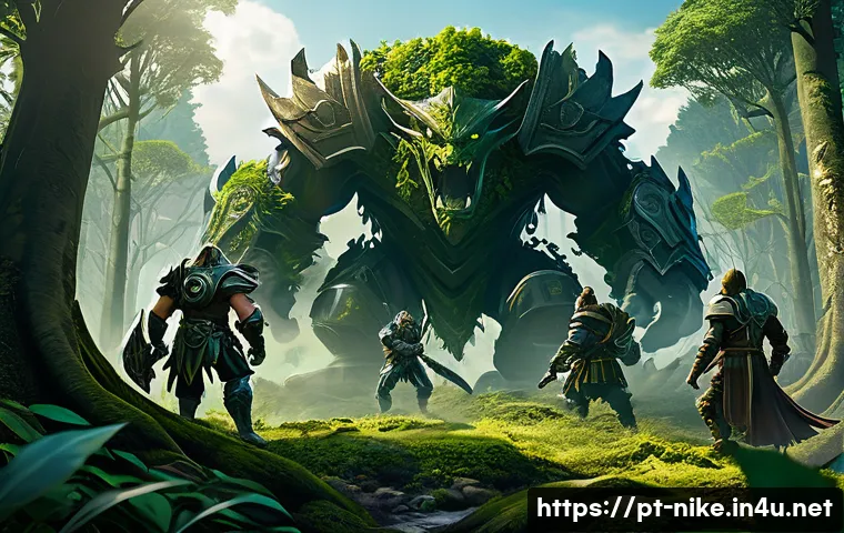 승리의여신 니케 레이드 보스 루트 - A dynamic fantasy raid battle scene featuring a diverse team of heroes strategically positioned in a...