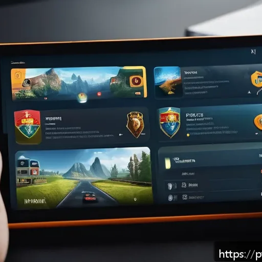 승리의여신 니케 UI 개편 제안 - A sleek, minimalistic gaming interface with a clean layout, featuring redesigned icons and well-orga...