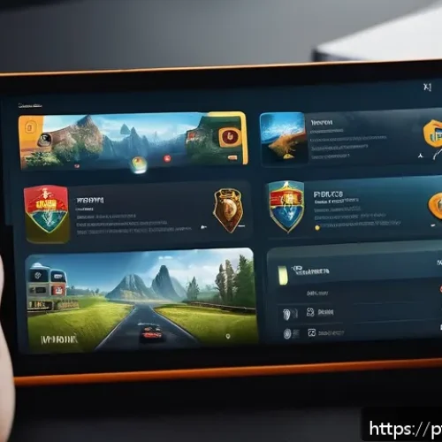 승리의여신 니케 UI 개편 제안 - A sleek, minimalistic gaming interface with a clean layout, featuring redesigned icons and well-orga...