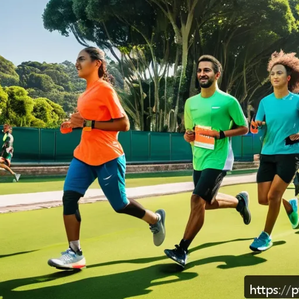 승리의여신 니케 시즌 이벤트 요약 - A vibrant outdoor sports event in Vitória, Brazil, featuring a diverse group of people actively part...