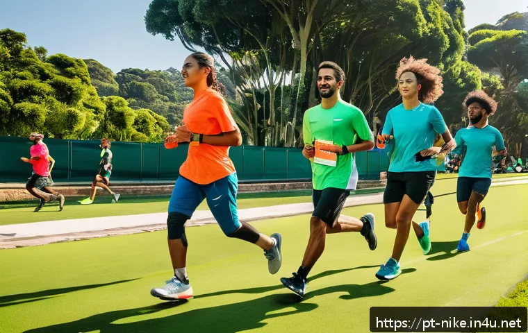 승리의여신 니케 시즌 이벤트 요약 - A vibrant outdoor sports event in Vitória, Brazil, featuring a diverse group of people actively part...