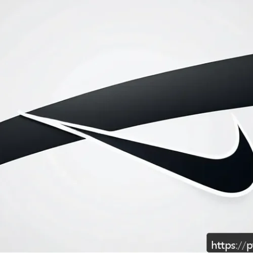 승리의여신 니케 공식 게임 로고 제작 과정 - A sleek, minimalist depiction of the Nike "Swoosh" logo inspired by the Greek goddess of victory, Ni...