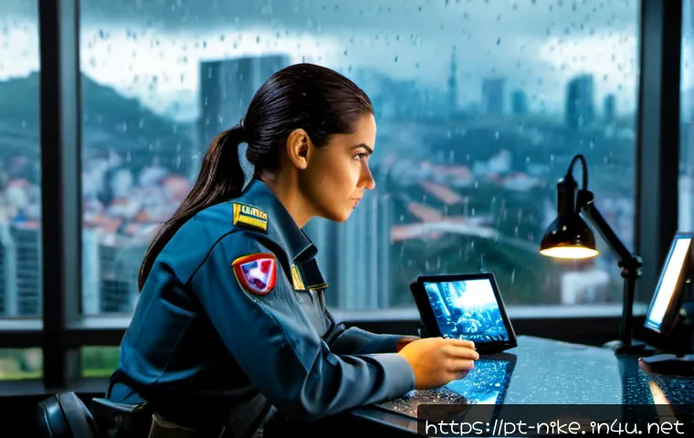 승리의여신 니케 캐릭터 전술 연구 - Photorealistic futuristic tactical research scene in a modern São Paulo defense analysis office, ful...